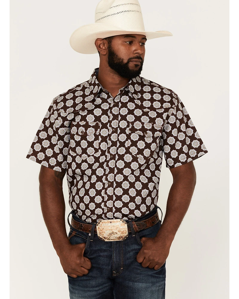 Cody James Men's Kingsland Medallion Print Short Sleeve Snap Western Shirt