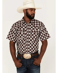Cody James Men's Kingsland Medallion Print Short Sleeve Snap Western Shirt