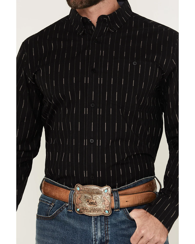 RANK 45® Men's Lotus Abstract Striped Long Sleeve Button-Down Stretch Western Shirt
