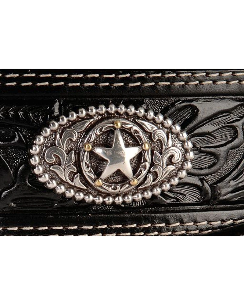 Justin Men's Black Silver Stars Embossed Belt
