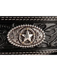 Justin Men's Black Silver Stars Embossed Belt