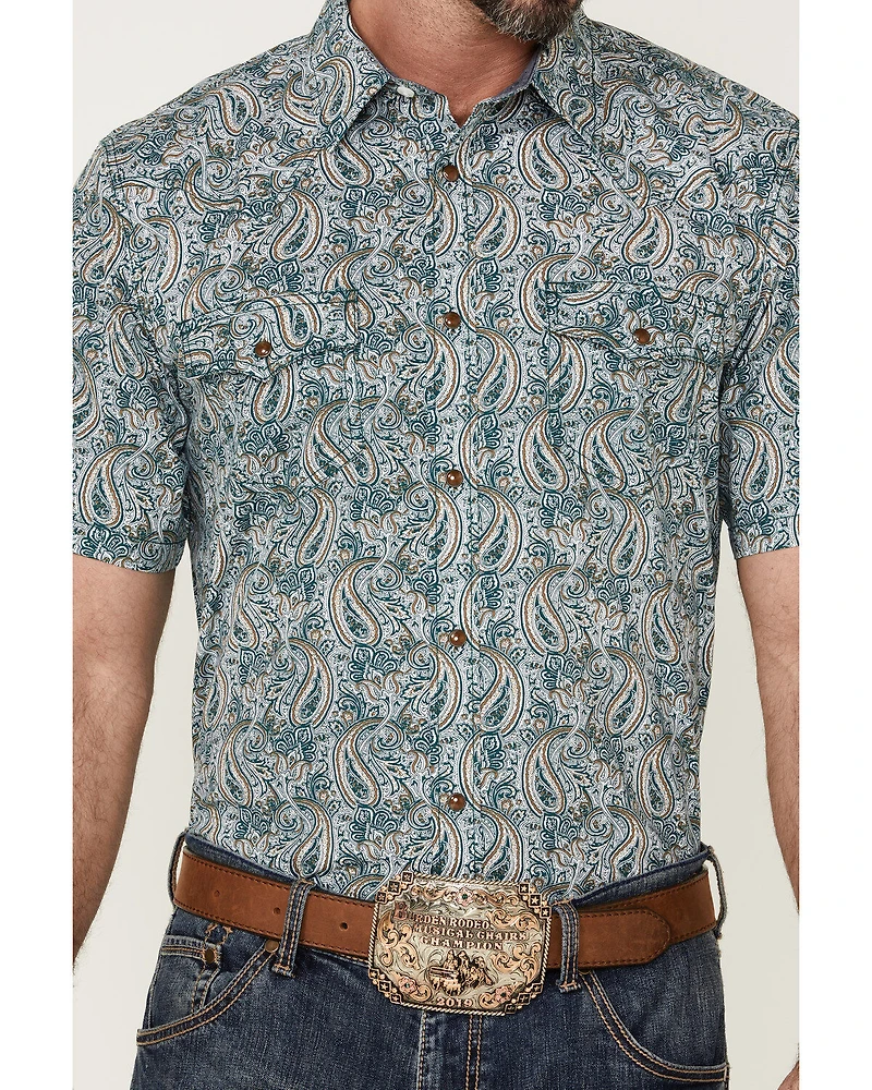 Cody James Men's Vista Paisley Print Short Sleeve Snap Western Shirt