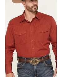 Wrangler Men's Tonal Striped Long Sleeve Pearl Snap Western Shirt