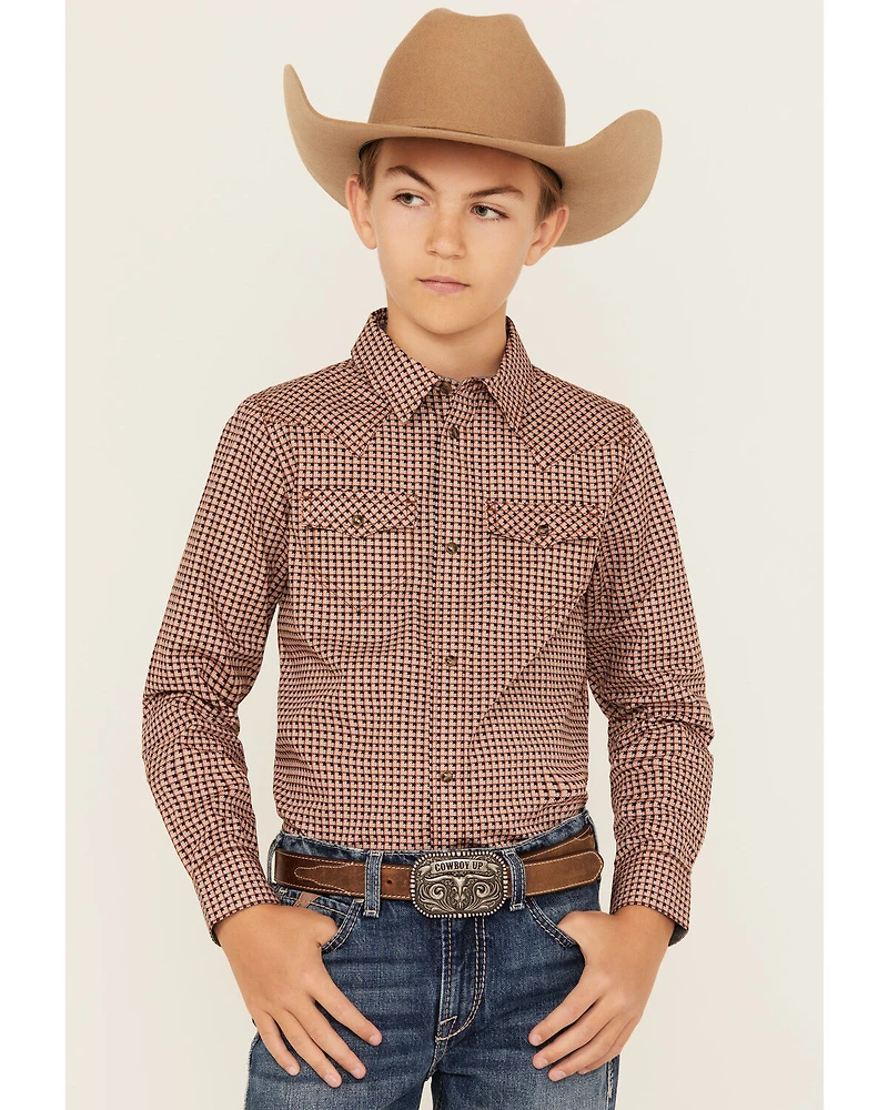 Cody James Boys' Ramon Plaid Print Long Sleeve Snap Western Shirt