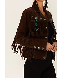 Scully Fringe & Beaded Boar Suede Leather Jacket