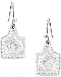 Montana Silversmiths Women's Chiseled Cow Tag earrings