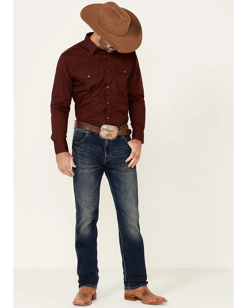 Gibson Men's Basic Solid Long Sleeve Pearl Snap Western Shirt - Tall
