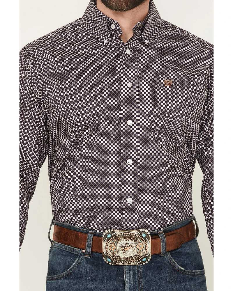 Cinch Men's Floral Print Long Sleeve Button-Down Stretch Western Shirt