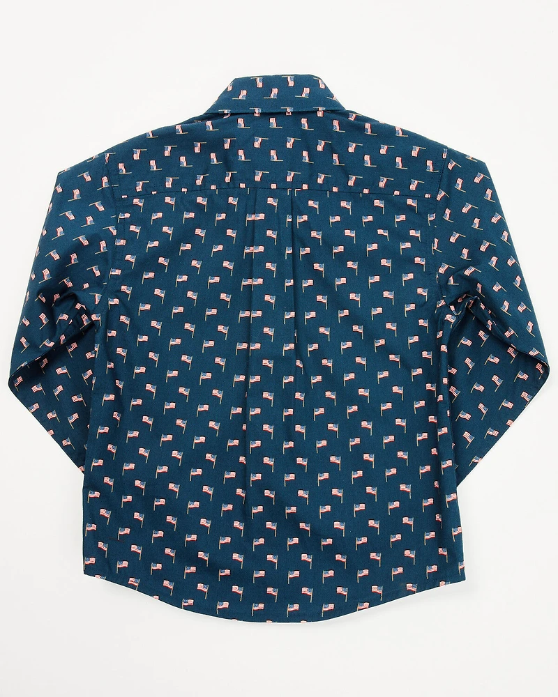 Cinch Toddler Boys' Flag Print Long Sleeve Button-Down Western Shirt