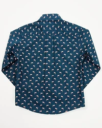 Cinch Toddler Boys' Flag Print Long Sleeve Button-Down Western Shirt