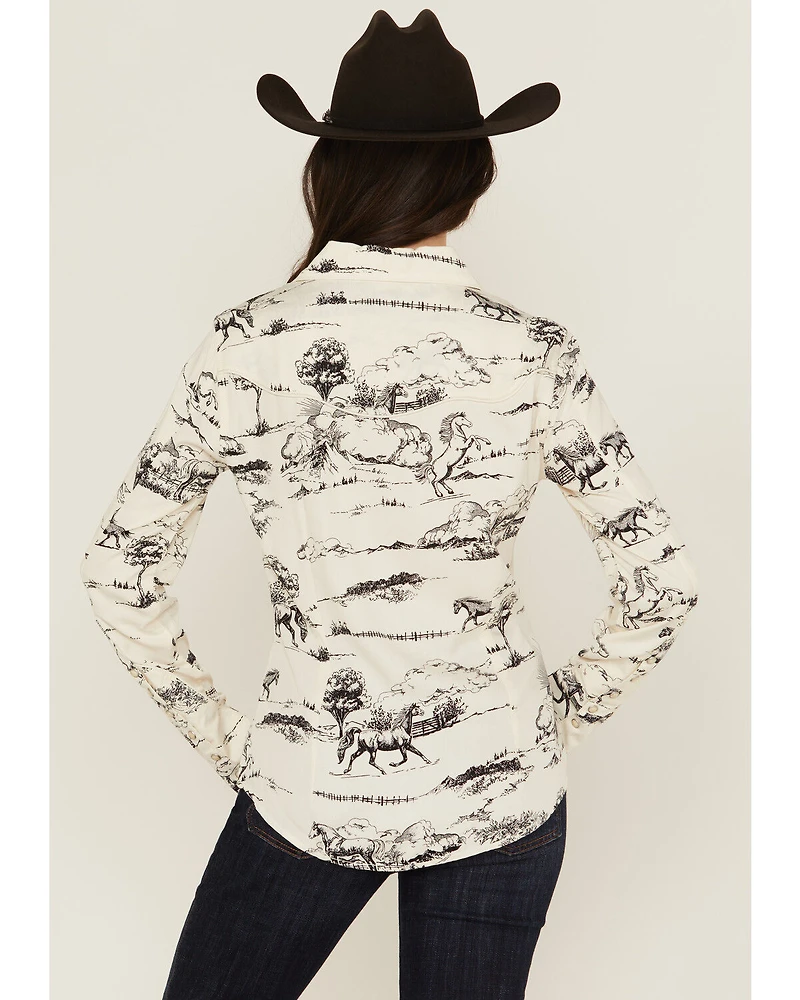 Wrangler x Lainey Wilson Women's Landscape Print Long Sleeve Snap Western Shirt