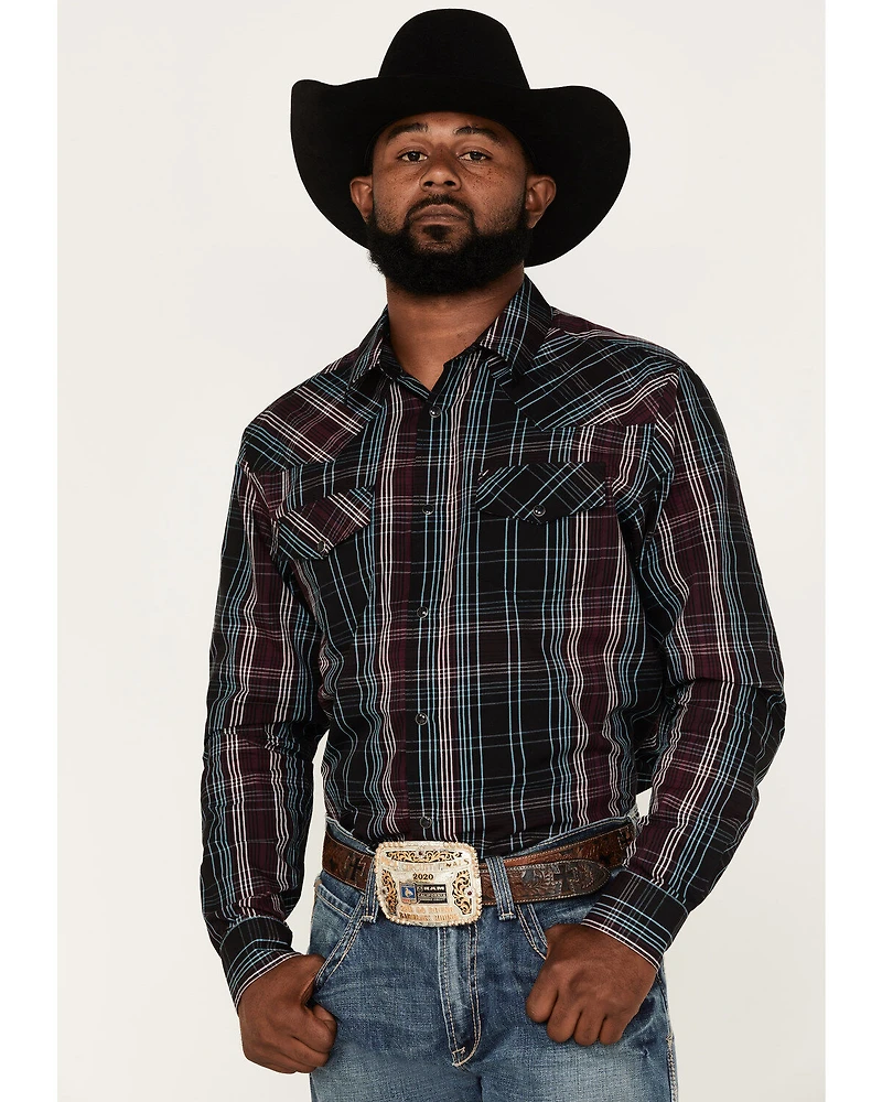 Gibson Men's Purple Hazed Plaid Snap Western Shirt