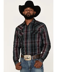 Gibson Men's Purple Hazed Plaid Snap Western Shirt