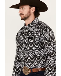 Rock & Roll Denim Men's Tek Southwestern Print Long Sleeve Pearl Snap Western Shirt