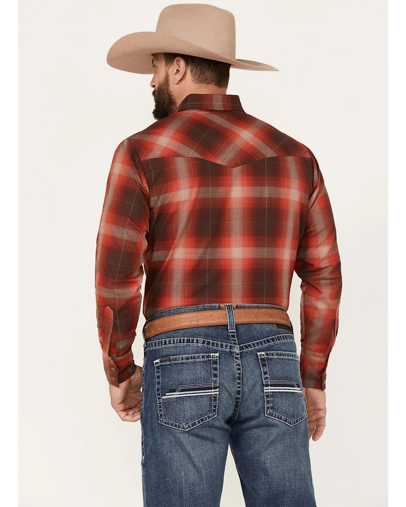 Ely Walker Men's Plaid Print Long Sleeve Snap Western Shirt