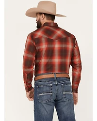 Ely Walker Men's Plaid Print Long Sleeve Snap Western Shirt