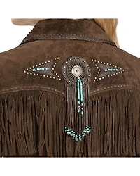 Scully Fringe & Beaded Boar Suede Leather Jacket