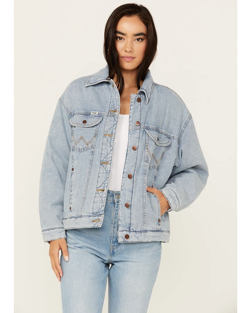Wrangler Women's Medium Wash Denim Padded Trucker Jacket