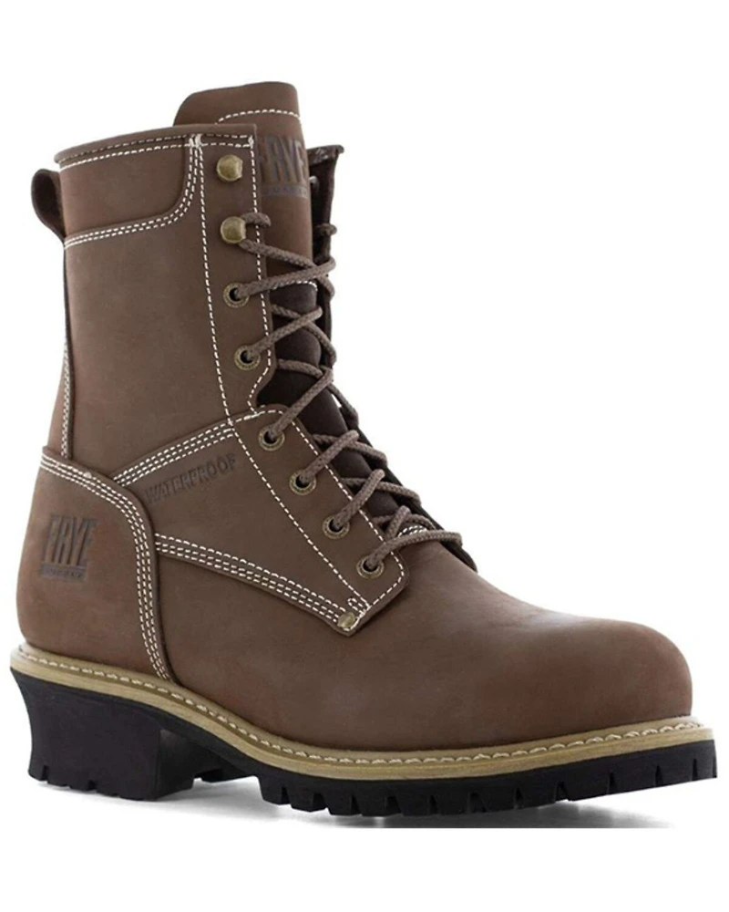 Frye Men's 8" Lace-Up Waterproof Logger Work Boots - Steel Toe