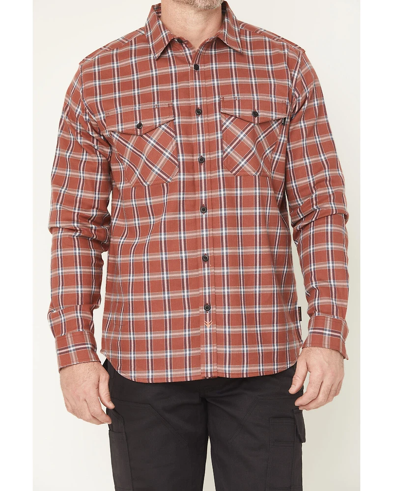 Hawx Men's FR Ponderosa Plaid Print Long Sleeve Button-Down Work Shirt