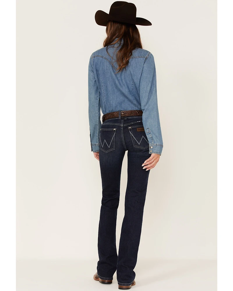 Wrangler Retro Women's Dark Wash Mid Rise Mae Alexis Stretch Bootcut Jeans