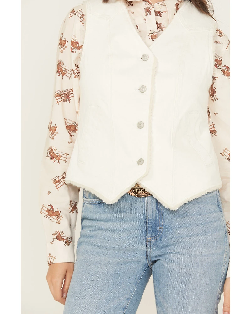 Shyanne Women's Sherpa Lined Button-Down Denim Vest