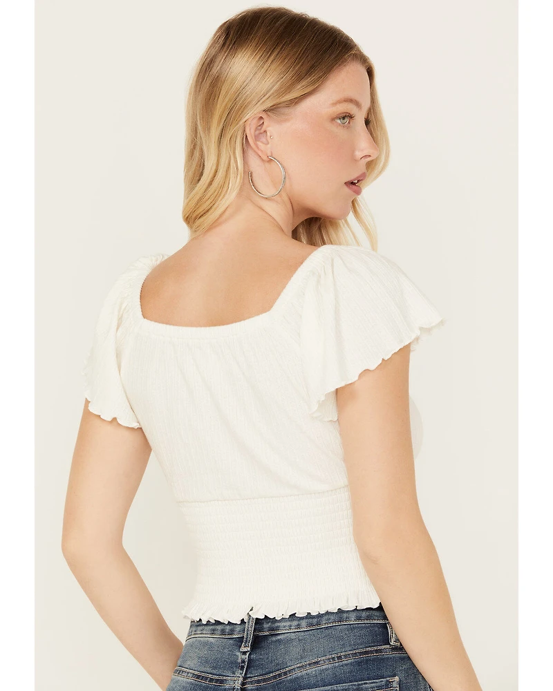 Idyllwind Women's Pointe Flutter Sleeve Smocked Top