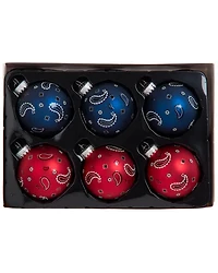 Kurt Adler Glass Bandana Style Ball Ornament Set - 6 Piece