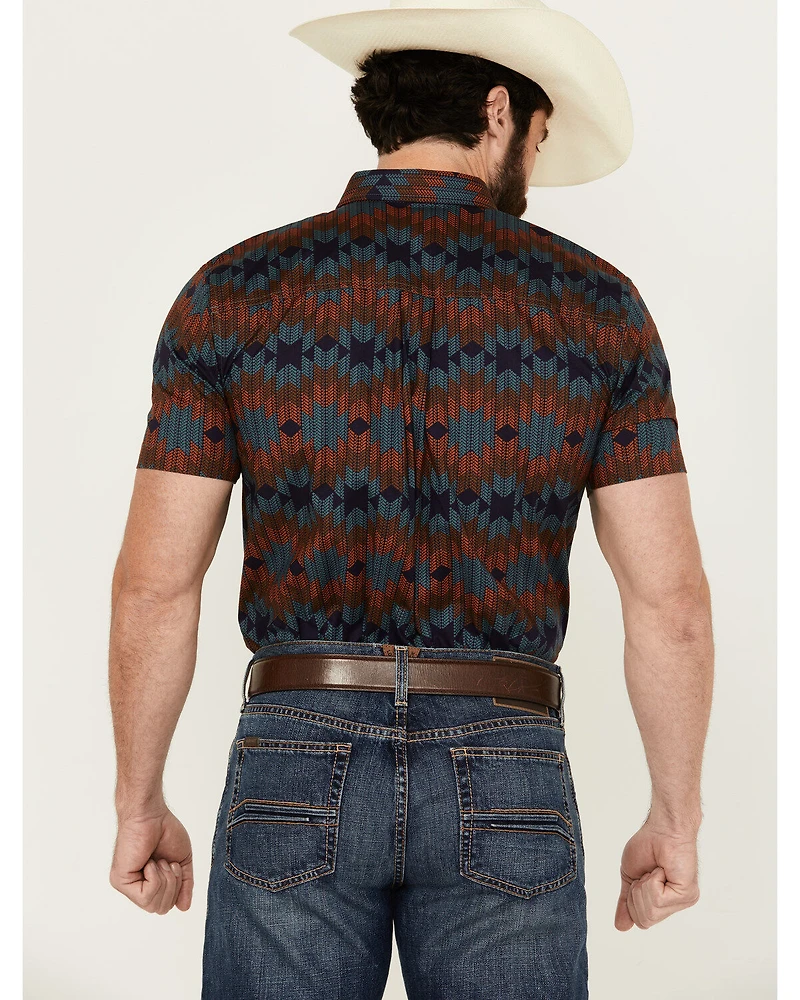 RANK 45® Men's Azrank Southwestern Print Short Sleeve Button-Down Stretch Western Shirt