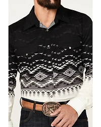 Rock & Roll Denim Men's Southwestern Print Long Sleeve Snap Stretch Western Shirt
