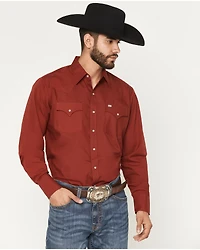 Ely Walker Men's Solid Long Sleeve Snap Stretch Western Shirt