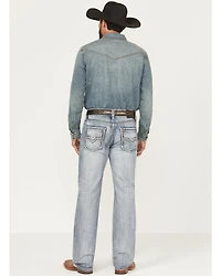 Rock & Roll Denim Men's Light Wash Double Barrel Relaxed Straight Jeans