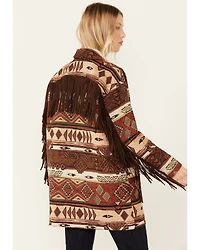 Shyanne Women's Tribal Tapestry Fringe Coat