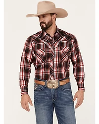 Ely Walker Men's Plaid Print Long Sleeve Snap Western Shirt