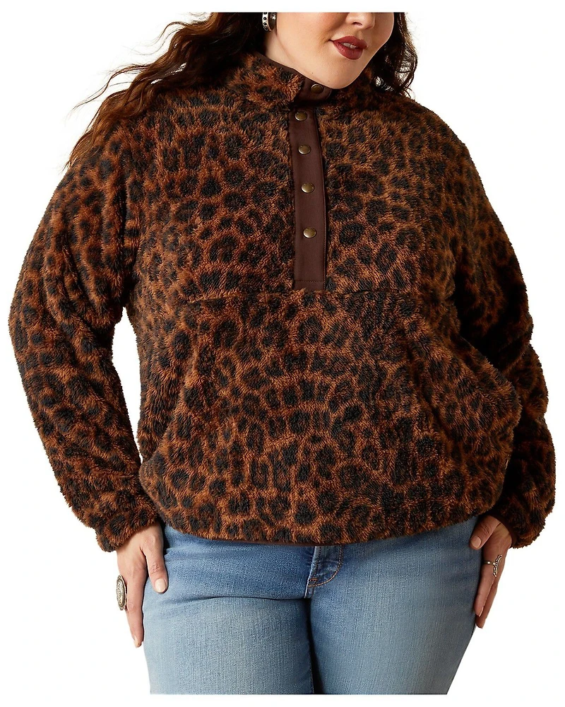Ariat Women's Berber Leopard Print Sherpa Pullover - Plus