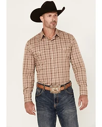 Wrangler Men's Wrinkle Resistant Plaid Print Long Sleeve Snap Stretch Western Shirt