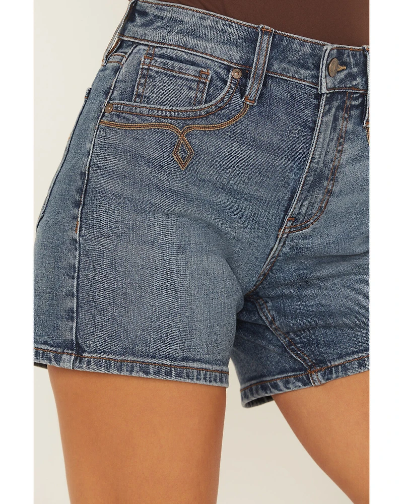 Shyanne Women's Faye Medium Wash High Rise Comfort Stretch Denim Shorts