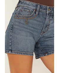 Shyanne Women's Faye Medium Wash High Rise Comfort Stretch Denim Shorts