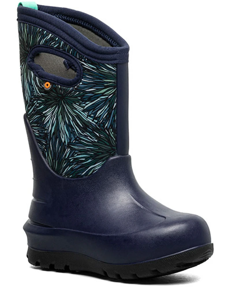 Bogs Girls' Neo Classic Firework Floral Print Waterproof Boots - Round Toe