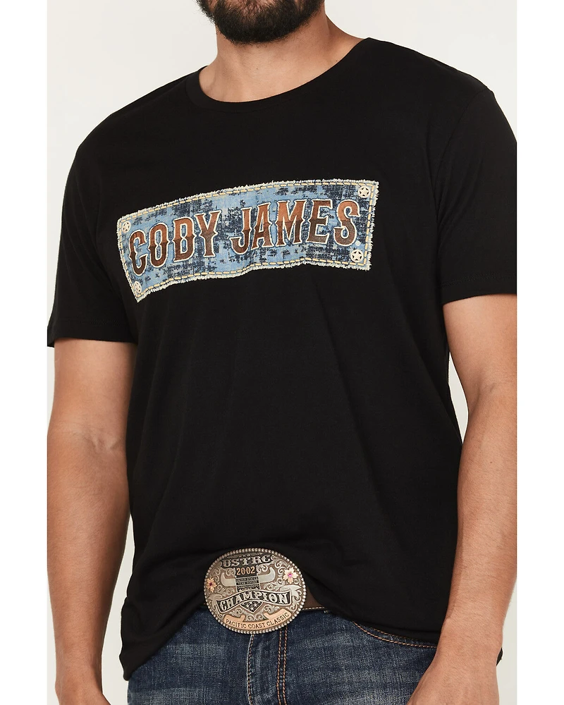 Cody James Men's Denim Patch Logo Short Sleeve Graphic Tee