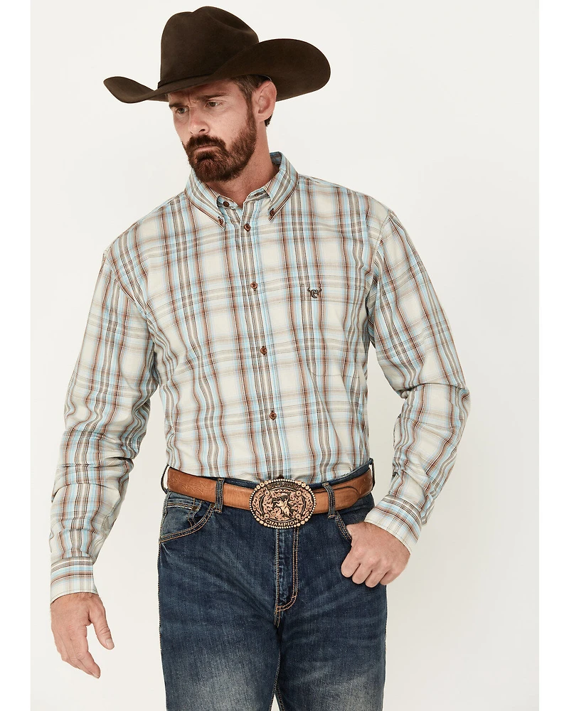 Cowboy Hardware Men's Dutton Plaid Print Long Sleeve Button-Down Western Shirt
