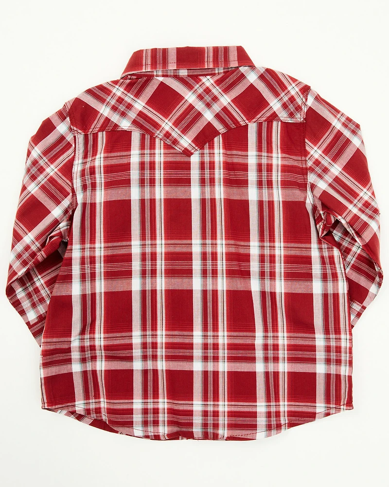 Wrangler Toddler Boys' Plaid Print Long Sleeve Snap Western Shirt