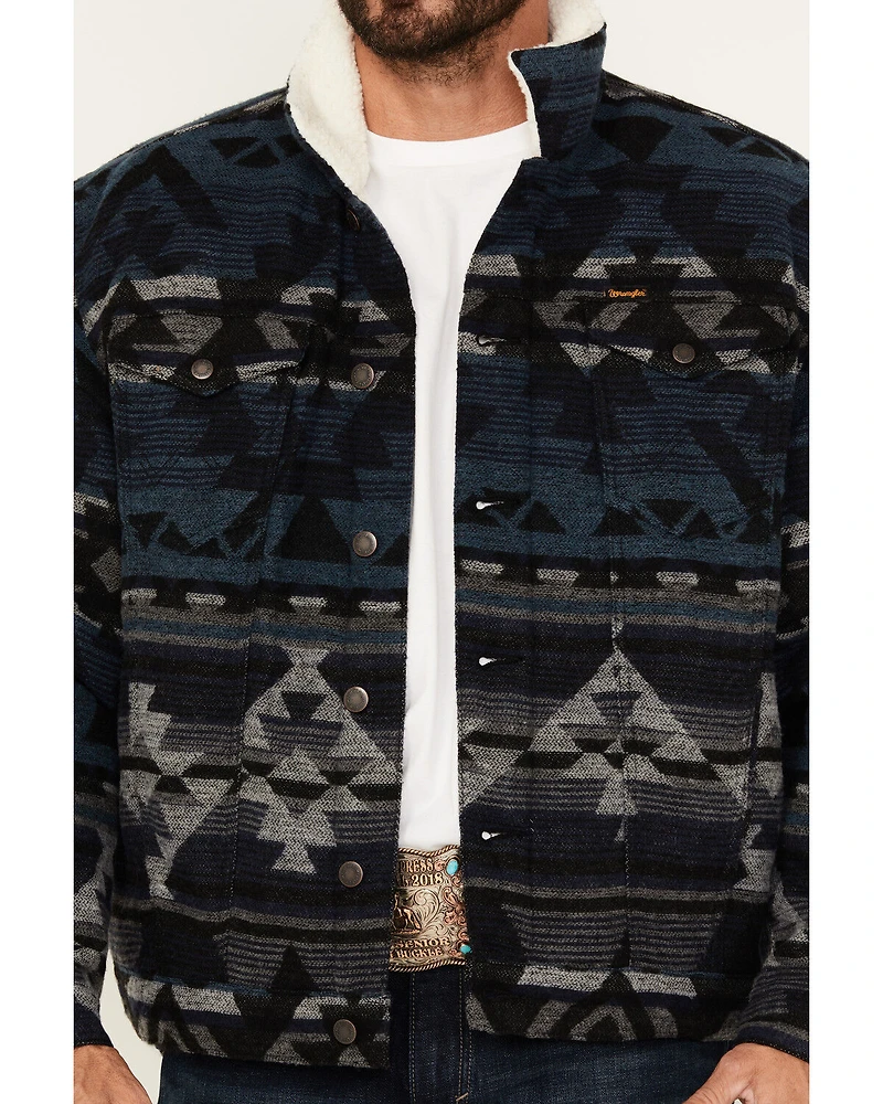 Wrangler Men's Southwestern Print Sherpa Lined Jacket