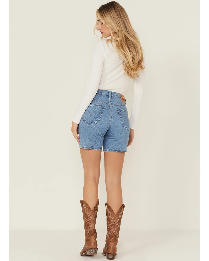 Levi's Women's 501® Original Medium Wash High Rise Mid Thigh Stretch Denim Shorts