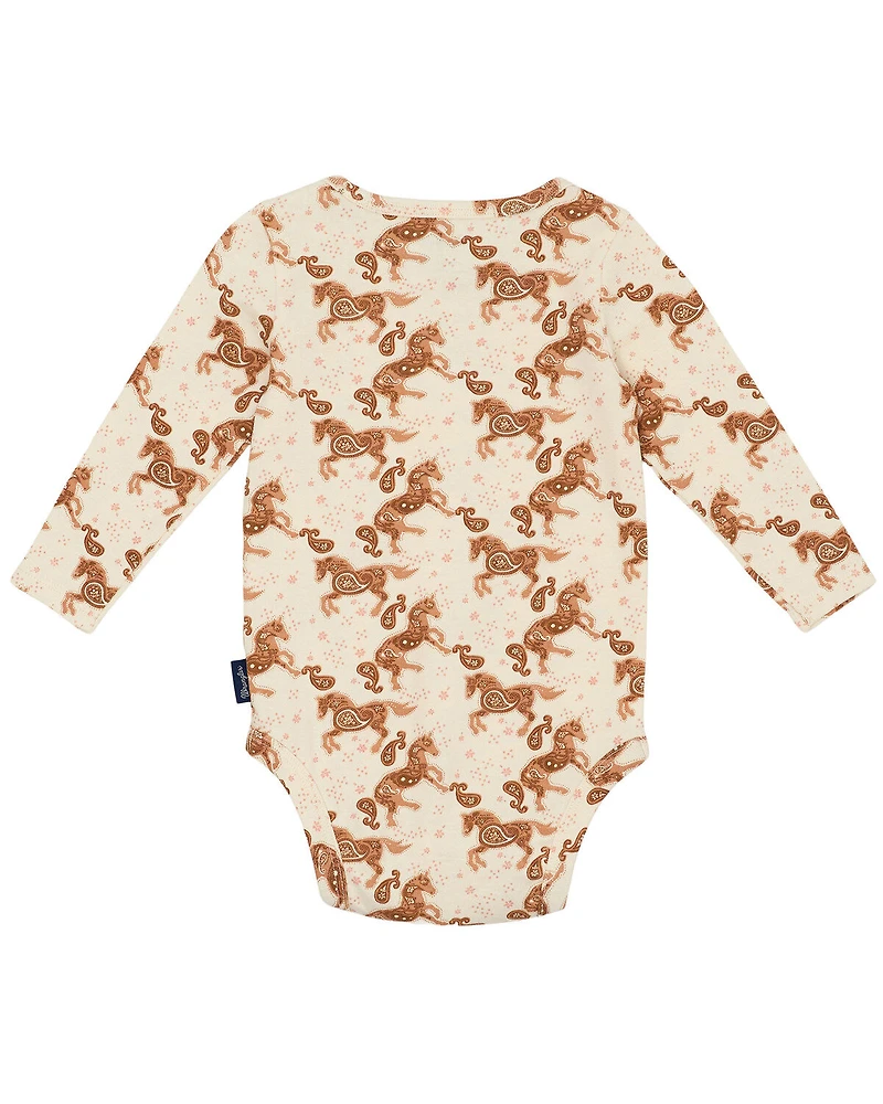 Wrangler Infant Girls' Horse Print Long Sleeve Onesie