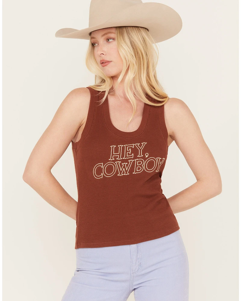 White Crow Women's Hey Cowboy Ribbed Graphic Tank
