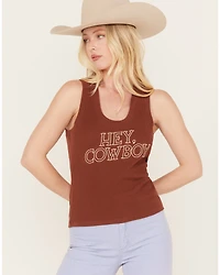 White Crow Women's Hey Cowboy Ribbed Graphic Tank