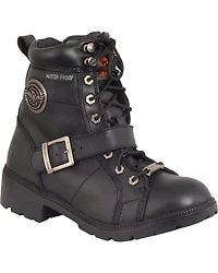 Milwaukee Leather Women's Waterproof Side Buckle Boots - Round Toe
