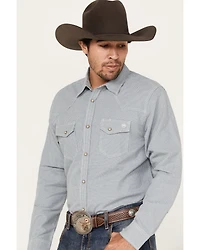 Blue Ranchwear Men's Plaid Print Long Sleeve Western Pearl Snap Shirt