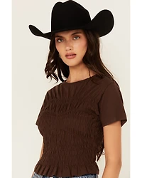 Cleo + Wolf Women's Shirred Short Sleeve Shirt